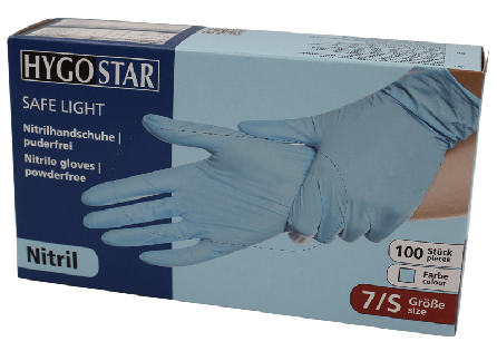 Nitril engangshandske Hygostar Safe Light pudderfri - Small 